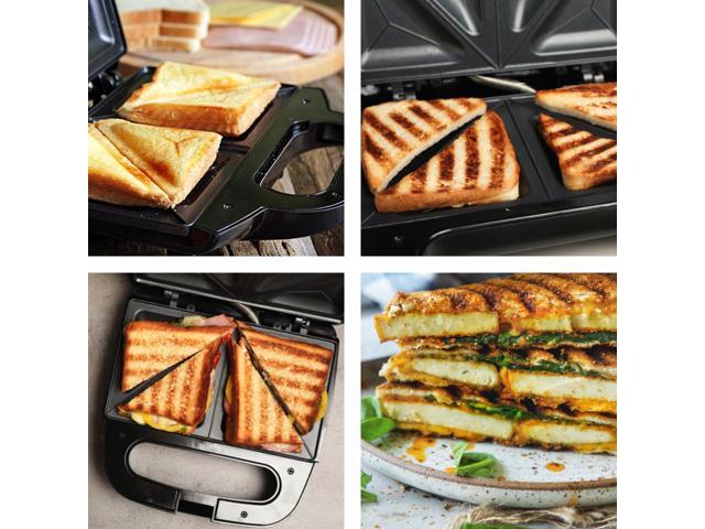 Beille Panini Press Sandwich Maker Toaster Kitchen Appliances with Nonstick Grill Plates, Black
