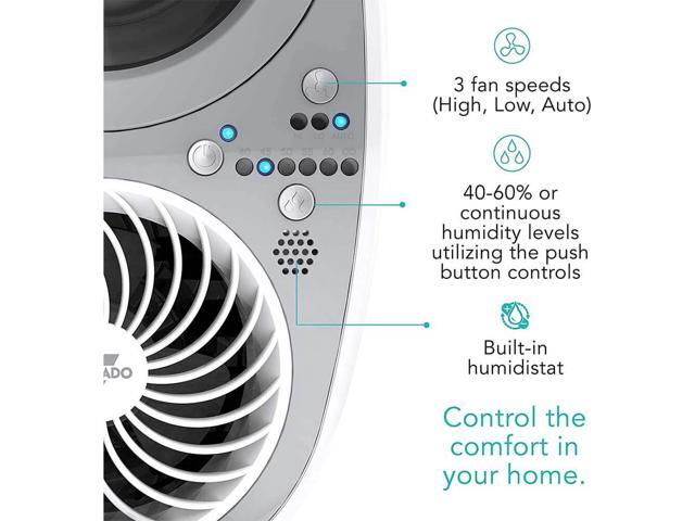 vornado uh100 ultrasonic cool mist humidifier with fanassisted whole room humidification, auto humidity control, easy view 1 gallon water tank, white