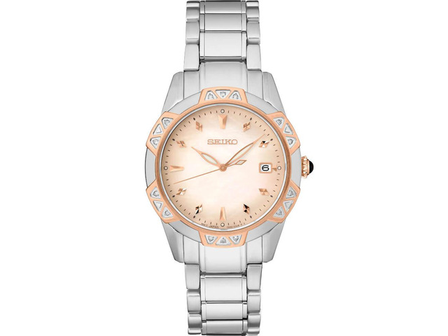 Seiko SKK730 Diamond Quartz - White/Rose Gold/Stainless Steel - 33.2mm