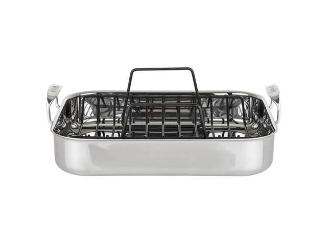 Viking - 3-Ply Stainless Steel Roasting Pan with Rack and Bonus Thermometer - Silver - image 3