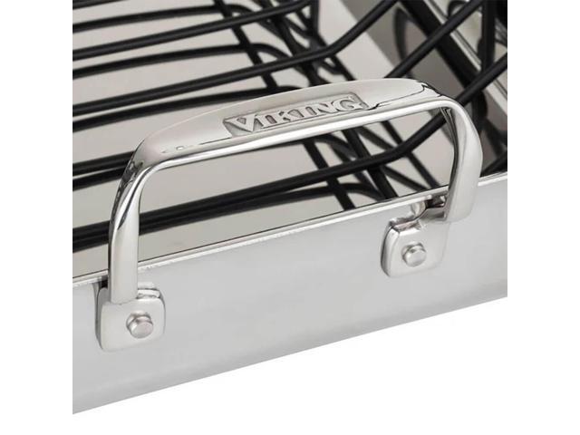 Viking - 3-Ply Stainless Steel Roasting Pan with Rack and Bonus Thermometer - Silver - image 6