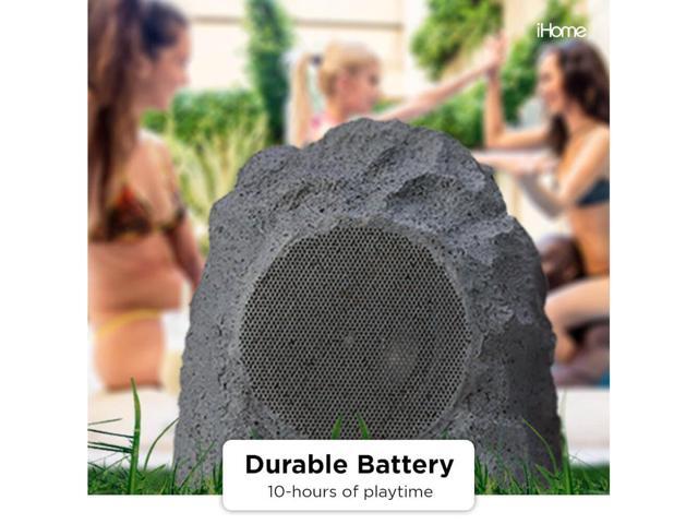 iHome Audio iHRK-400-PR Rechargeable Bluetooth Outdoor Rock Speakers with TWS Linking - Pair (Gray Lava) - image 5