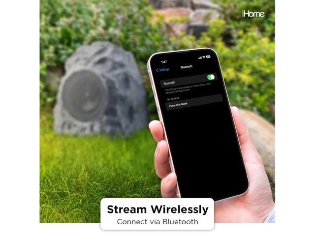iHome Audio iHRK-400-PR Rechargeable Bluetooth Outdoor Rock Speakers with TWS Linking - Pair (Gray Lava) - image 7