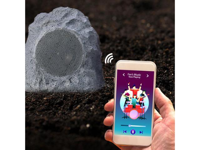iHome Audio iHRK-400-PR Rechargeable Bluetooth Outdoor Rock Speakers with TWS Linking - Pair (Gray Lava) - image 8