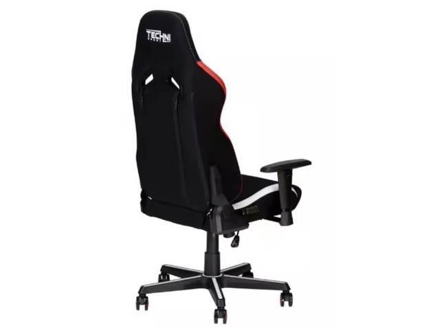 RTA Products RTATSF72BK Techni Sport Echo Black with Red and White Accents Stain-Resistant Ergonomic Gaming Chair