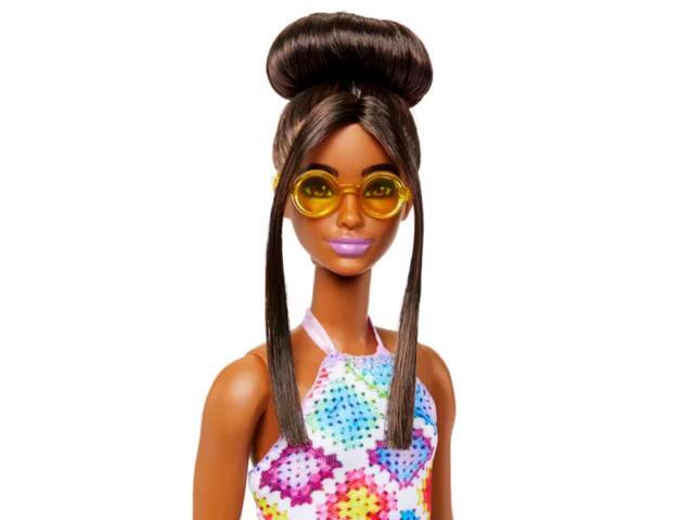 Mattel HJT07 Barbie Fashionistas #210 With Bun and Crochet Halter Dress Doll