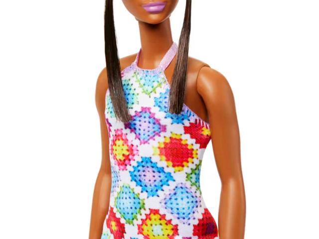 Mattel HJT07 Barbie Fashionistas #210 With Bun and Crochet Halter Dress Doll
