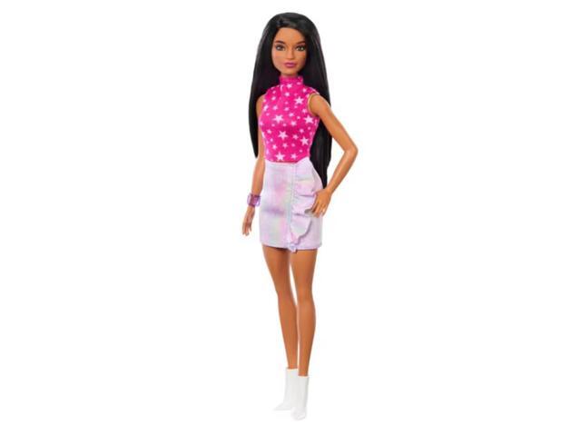 Mattel HRH13 Barbie Fashionistas #215 With Black Straight Hair and Iridescent Skirt Doll