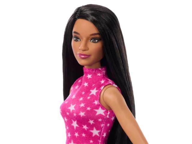 Mattel HRH13 Barbie Fashionistas #215 With Black Straight Hair and Iridescent Skirt Doll