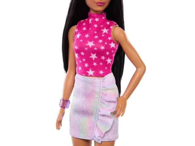 Mattel HRH13 Barbie Fashionistas #215 With Black Straight Hair and Iridescent Skirt Doll