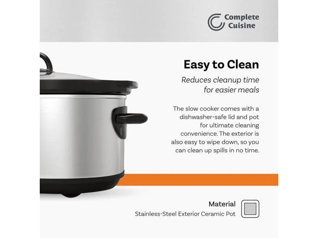 Complete Cuisine CCSL7000 7.0 Quart Stainless Steel Slow Cooker