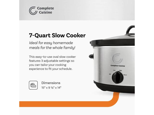 Complete Cuisine CCSL7000 7.0 Quart Stainless Steel Slow Cooker