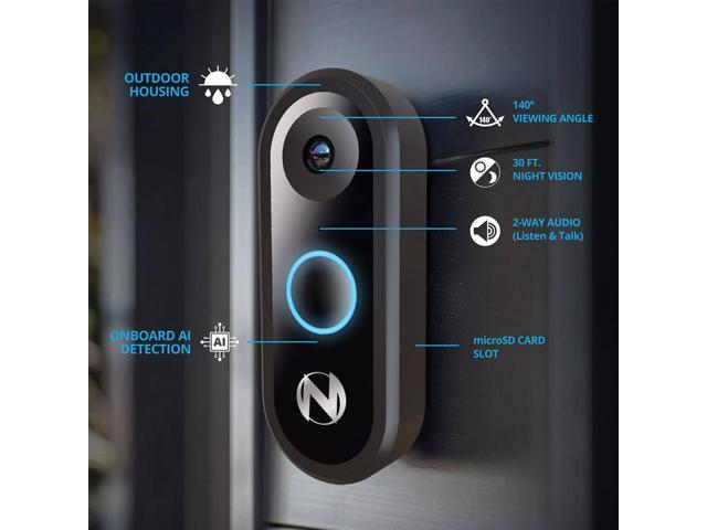 Night Owl - 1080p Wi-Fi Smart Video Doorbell - Wired - Black - image 7