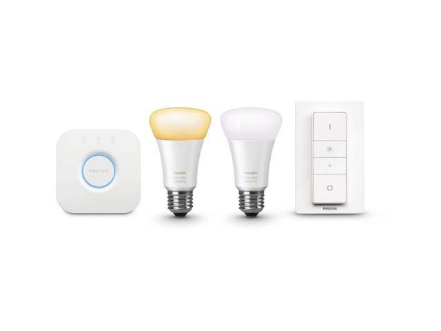 Hue 464776 White Ambiance Starter Kit(2 A19 Bulbs, Hub Bridge, and Dimmer Switch)
