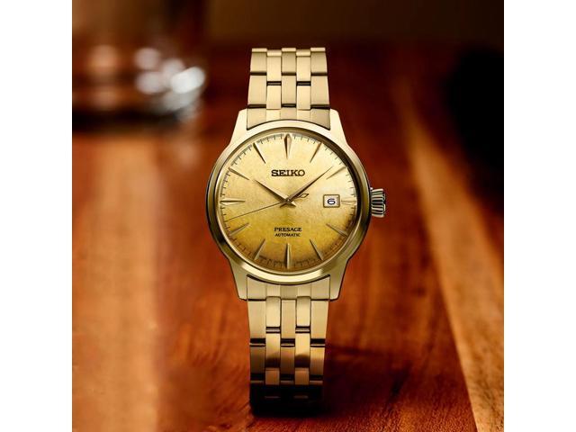Seiko SRPK46 Presage Cocktail Time Beer Julep Automatic Watch - Gold Stainless/Gold