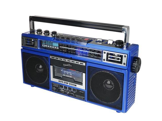 Supersonic SC3201BTBLU Retro 4-Band Radio and Cassette Player with Bluetooth - Blue