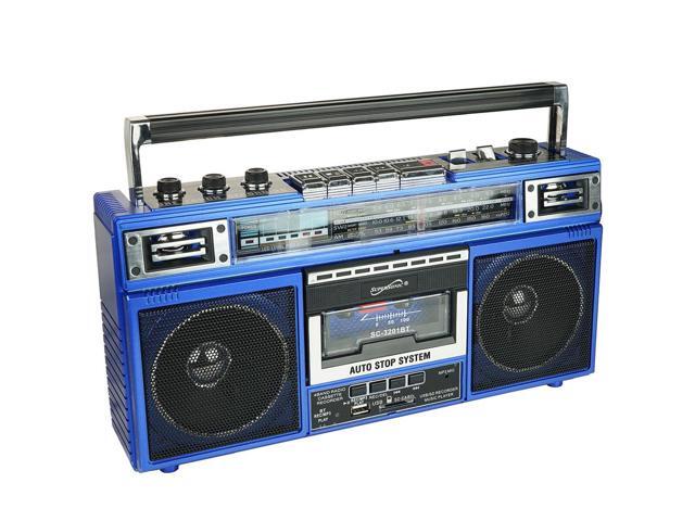 Supersonic SC3201BTBLU Retro 4-Band Radio and Cassette Player with Bluetooth - Blue