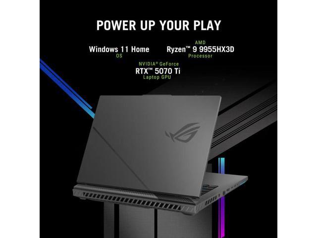 ASUS - ROG Strix G16 16" 2.5K 240Hz Gaming Laptop - AMD Ryzen 9 9955HX3D with 32GB RAM - NVIDIA GeForce RTX 5070 Ti - 1TB SSD - Eclipse Gray - image 3