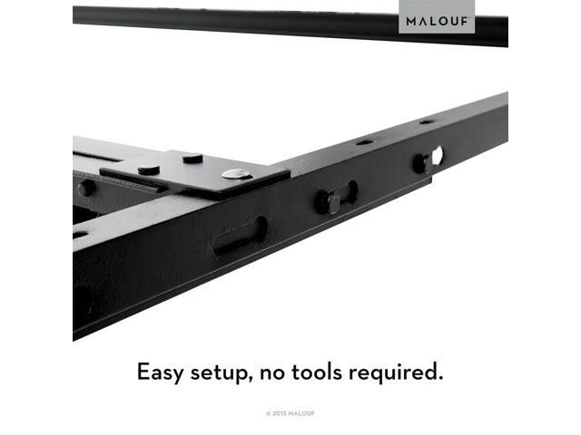 MALOUF Structures Twin/Full Adjustable Metal Bed Frame with in-line Glides Black