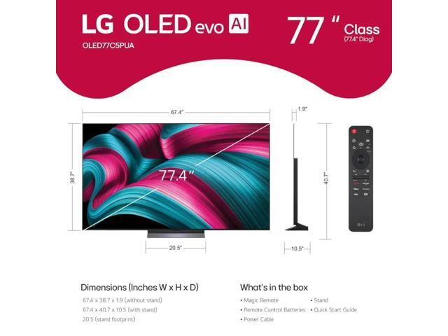 LG OLED77C5KIT1 OLED evo AI 4K Smart TV w/A9 Gen8, 144Hz, Dolby Vision/Atmos, HDR10, AI Upscaling, Alexa + UAX 4K HDMI