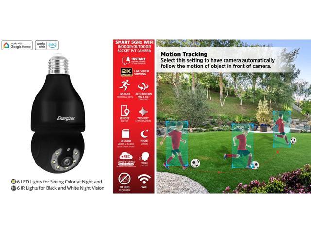 Energizer SOCKETCAMWHT Indoor/Outdoor Light Bulb Socket Dual-Band Wi-Fi Security Camera - White