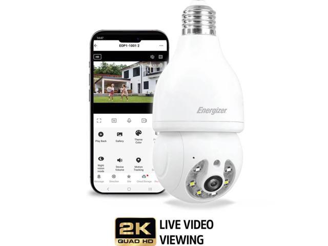 Energizer SOCKETCAMWHT Indoor/Outdoor Light Bulb Socket Dual-Band Wi-Fi Security Camera - White