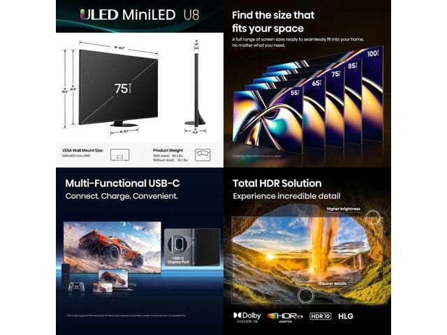 Hisense - 75" Class U8 Series MiniLED QLED UHD 4K HDR Smart Google TV (2025) - image 5