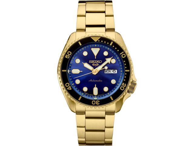 Seiko SRPK20 5 Sports U. S. Special Creation Automatic Watch - Gold Finish/Blue