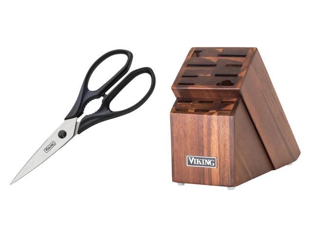 Viking 15-Piece Stainless Cutlery Set with Acacia Wood Block - Black