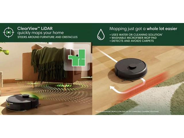 iRobot - Roomba 105 Combo Vacuum & Mop - Easy-to-Use, Intense Power-Lifting Suction, LiDAR, Avoids Mopping Carpets, Self-Charging - Black - image 7