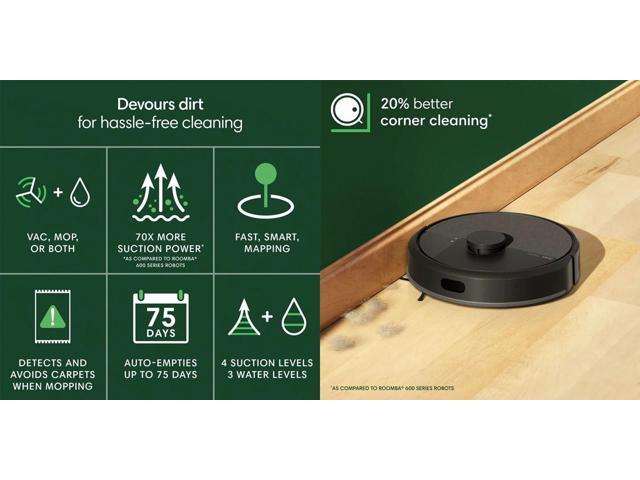 iRobot - Roomba 105 Combo Vacuum & Mop + AutoEmpty Dock - Self-Empties 75 Days, Intense Power-Lifting Suction, LiDAR Navigation - Black - image 7