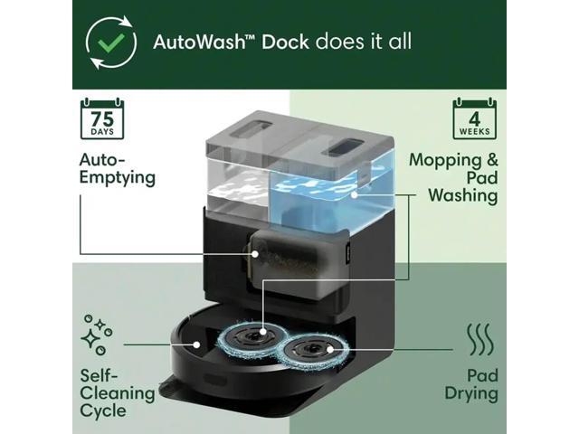 iRobot - Roomba 405 (G185) Combo Vacuum & Mop + AutoWash Dock - Dual Spinning Mop Pads, Self Empties, Intense Suction, Pad Lift - Black - image 3