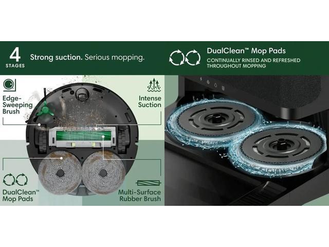 iRobot - Roomba 405 (G185) Combo Vacuum & Mop + AutoWash Dock - Dual Spinning Mop Pads, Self Empties, Intense Suction, Pad Lift - Black - image 4