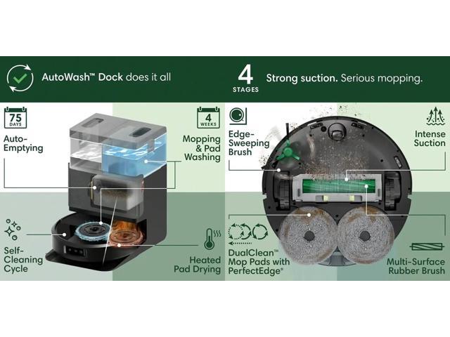 iRobot - Roomba 505 Combo Vacuum & Mop + AutoWash Dock - Extending Spinning Mop Pads, Self-Empties, Pad Wash & Heated Dry, LiDAR - Black - image 4