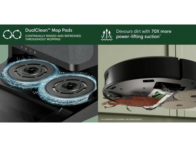 iRobot - Roomba 505 Combo Vacuum & Mop + AutoWash Dock - Extending Spinning Mop Pads, Self-Empties, Pad Wash & Heated Dry, LiDAR - Black - image 5