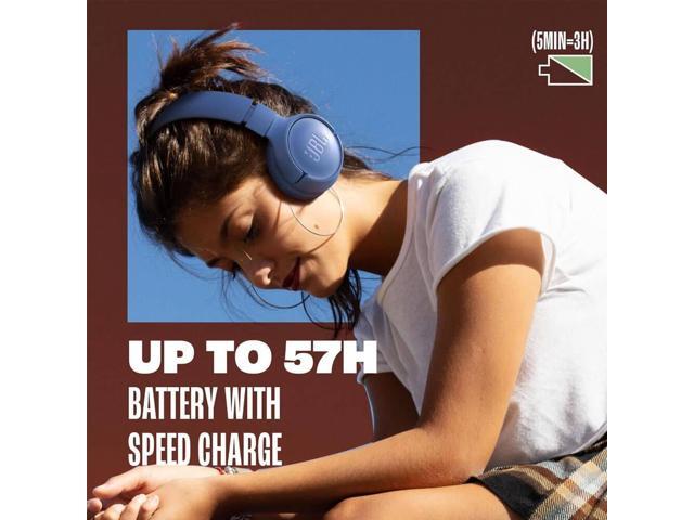 JBL T520BTWHKIT1 Tune 520BT Wireless On-Ear Headphones, Up to 57H Battery Life and Speed Charge, Lightweight, Comforta