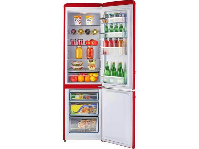 UNIQUE UGP275LRAC 8.7 Cu. Ft. Candy Red Classic Retro Counter-Depth Bottom Freezer Refrigerator