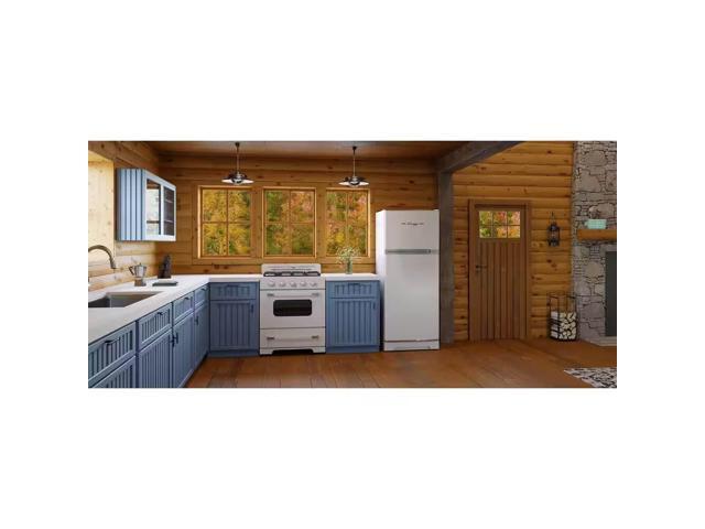 UNIQUE UGP14CCRSMW 14 Cu. Ft. Classic Retro Marshmallow White Propane Top Freezer Refrigerator
