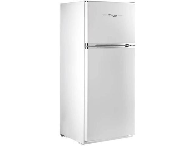 UNIQUE UGP385LCRW 14 Cu. Ft. Marshmallow White Solar DC Off-Grid Classic Retro Top Freezer Refrigerator