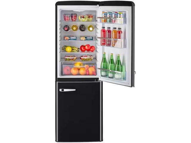 UNIQUE UGP215LBAC 7 Cu. Ft. Midnight Black Classic Retro Counter-Depth Bottom Freezer Refrigerator