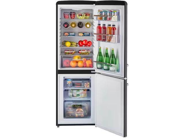 UNIQUE UGP215LBAC 7 Cu. Ft. Midnight Black Classic Retro Counter-Depth Bottom Freezer Refrigerator