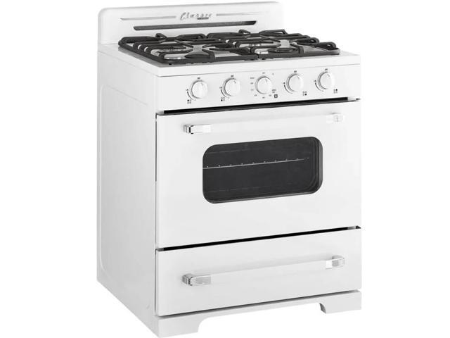 UNIQUE UGP30CROF2W 3.9 Cu. Ft. Classic Retro Marshmallow White Freestanding Propane Range