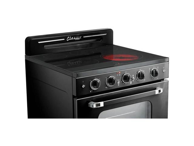 Unique Appliances - Classic Retro 3.9 Cu. Ft. Freestanding Electic Convection Range with Glass Top and Storage Drawer - Midnight Black - image 6