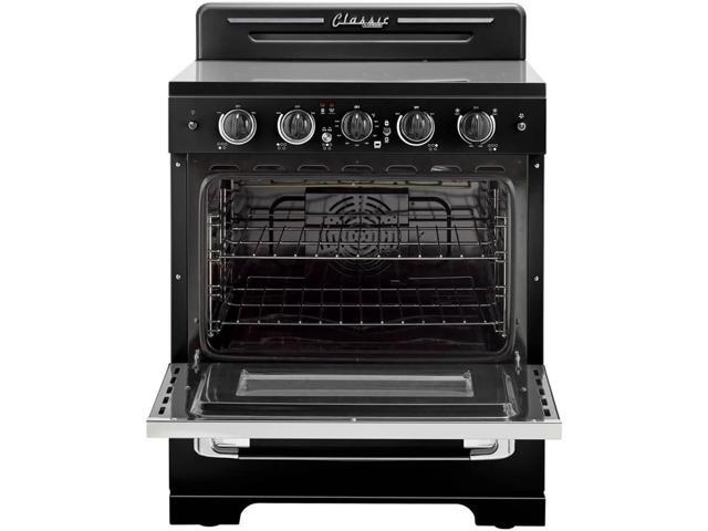 Unique Appliances - Classic Retro 3.9 Cu. Ft. Freestanding Electic Convection Range with Glass Top and Storage Drawer - Midnight Black - image 4