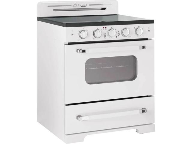 Unique Appliances - Classic Retro 3.9 Cu. Ft. Freestanding Electic Convection Range with Glass Top and Storage Drawer - Marshmallow White - image 3