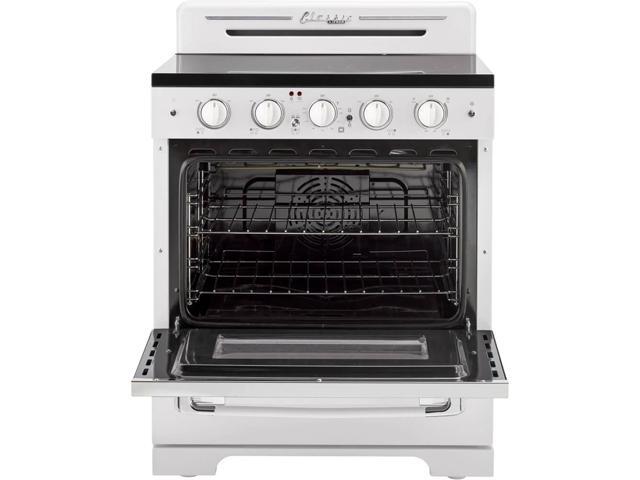 Unique Appliances - Classic Retro 3.9 Cu. Ft. Freestanding Electic Convection Range with Glass Top and Storage Drawer - Marshmallow White - image 4