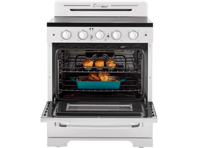 Unique Appliances - Classic Retro 3.9 Cu. Ft. Freestanding Electic Convection Range with Glass Top and Storage Drawer - Marshmallow White - image 5