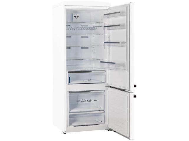 UNIQUE UNQ455LWAC 17 Cu. Ft. Marshmallow White Classic Retro Counter-Depth Bottom Freezer Refrigerator