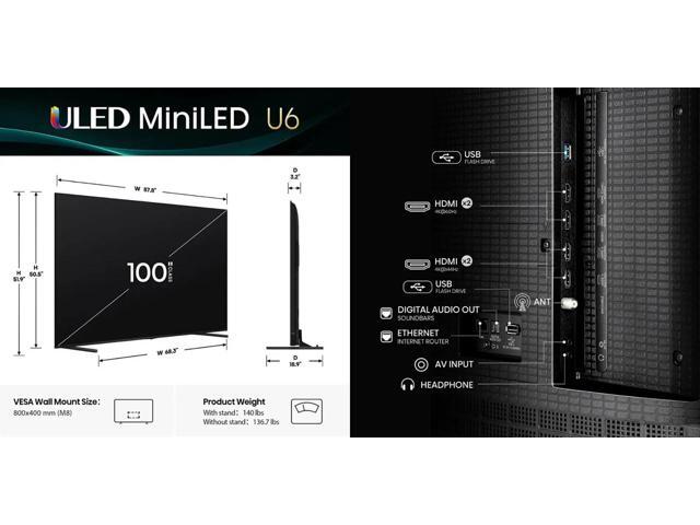 Hisense - 100" Class U6 Series MiniLED QLED UHD 4K HDR Smart Fire TV (2025) - image 8