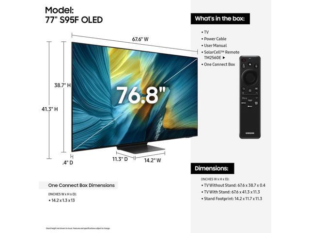 Samsung QN65S95FAFXZA OLED S95F 65-Inch QD-OLED 4K Smart TV with Quantum Dot HDR Pro, Glare-Free Screen, 165Hz Refresh Rate, Dolby Atmos, Alexa...